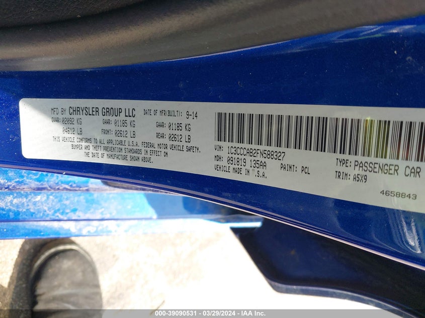 2015 CHRYSLER 200 LIMITED - 1C3CCCAB2FN588327