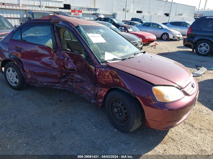 2002 Honda Civic Lx VIN: 1HGES16552L061758 Lot: 39091431