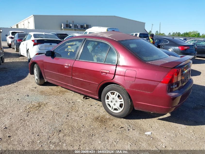 2002 Honda Civic Lx VIN: 1HGES16552L061758 Lot: 39091431