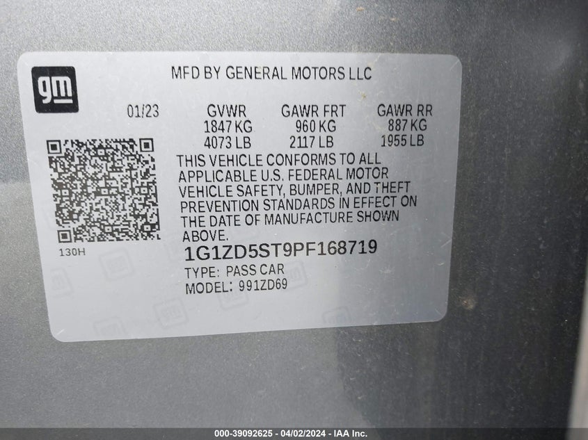 2023 CHEVROLET MALIBU FWD 1LT - 1G1ZD5ST9PF168719