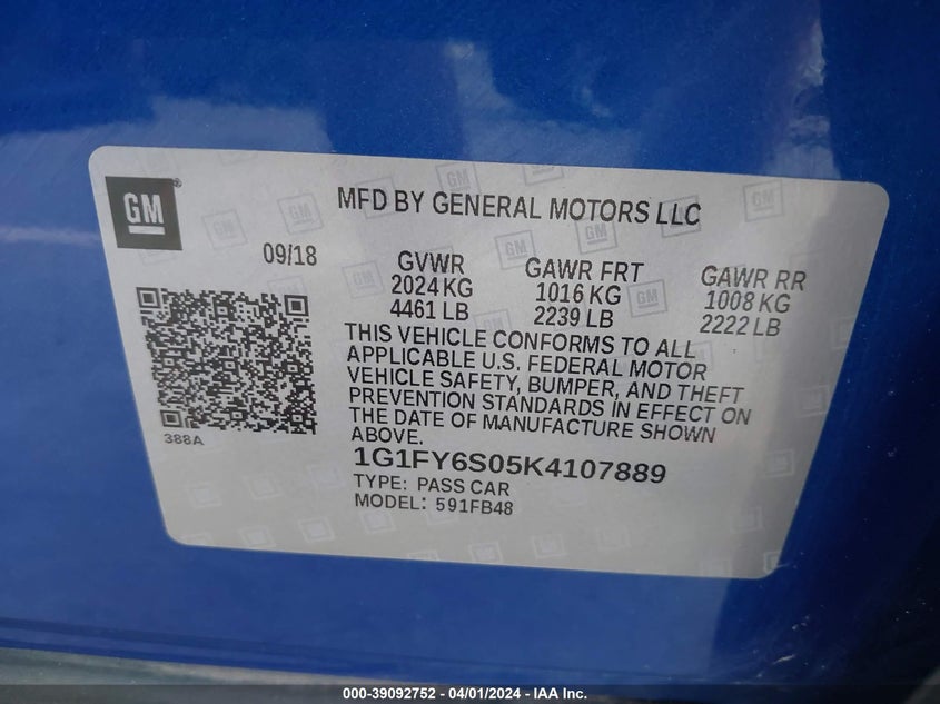 2019 CHEVROLET BOLT EV LT - 1G1FY6S05K4107889