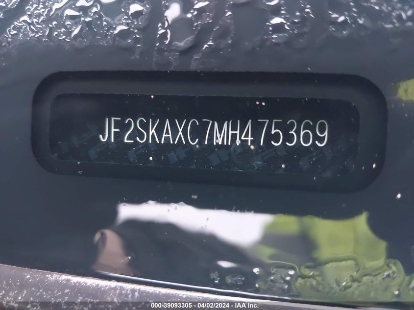 2021 SUBARU FORESTER 2.5L H-4 DI, DOHC, V(VIN: JF2SKAXC7MH475369