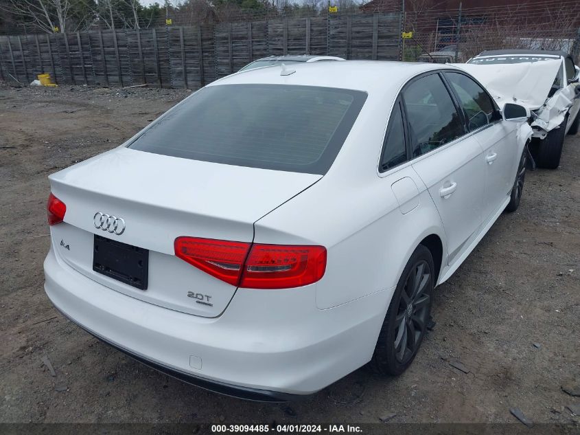 2014 Audi A4 2.0T Premium VIN: WAUBFAFL1EN020523 Lot: 39094485