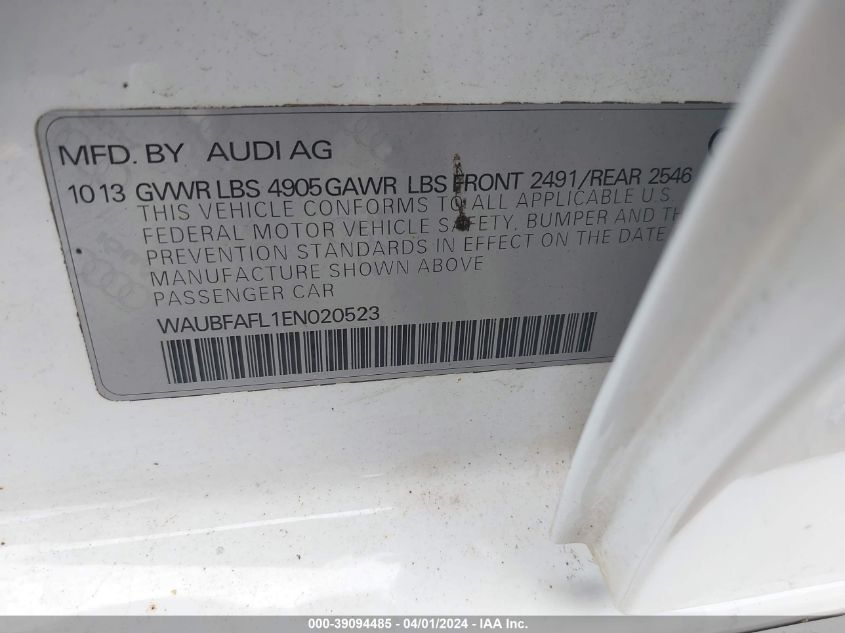 2014 AUDI A4 2.0T PREMIUM - WAUBFAFL1EN020523