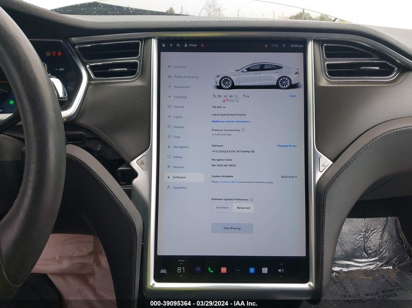 2013 TESLA MODEL S VIN: 5YJSA1DP4DFP03319