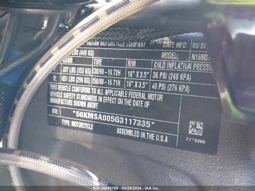 2016 INDIAN MOTORCYCLE CO. SCOUT ABS 56KMSA005G3117335