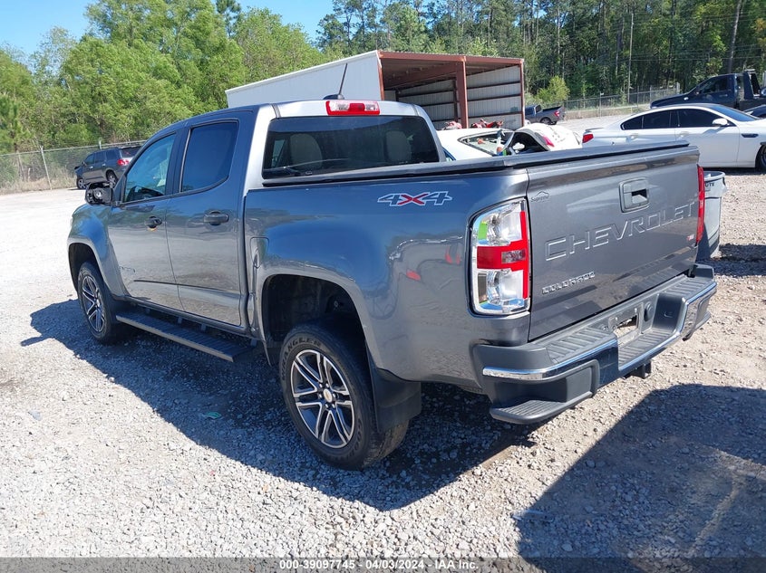VIN 1GCGTBEN2M1117598 2021 CHEVROLET COLORADO 4WD  SHORT BOX WT