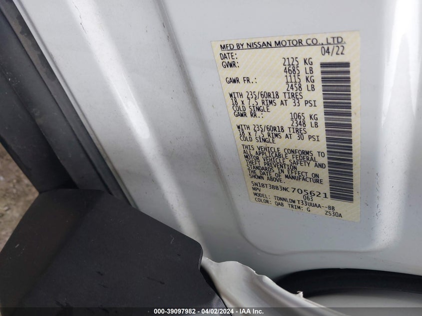 2022 NISSAN ROGUE SV INTELLIGENT AWD - 5N1BT3BB3NC705621