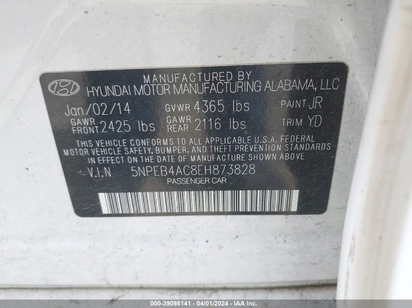 2014 HYUNDAI SONATA GLS - 5NPEB4AC8EH873828