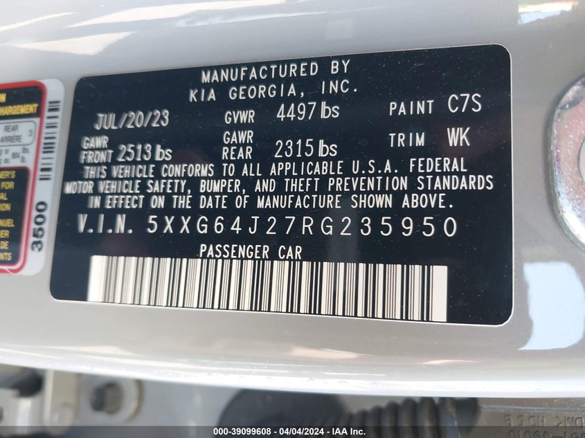 2024 KIA K5 GT-LINE - 5XXG64J27RG235950