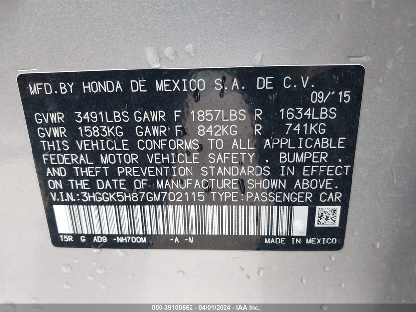 2016 HONDA FIT EX-L - 3HGGK5H87GM702115