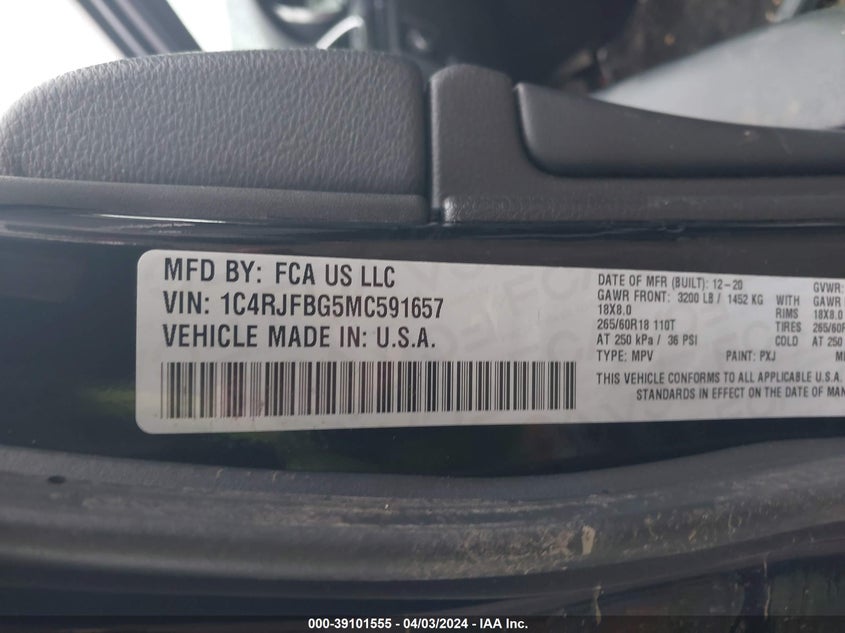 2021 JEEP GRAND CHEROKEE LIMITED - 1C4RJFBG5MC591657