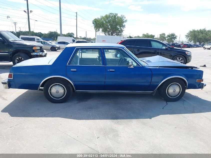 1985 Dodge Diplomat Salon VIN: 1B3BG26P4FX598146 Lot: 39102113