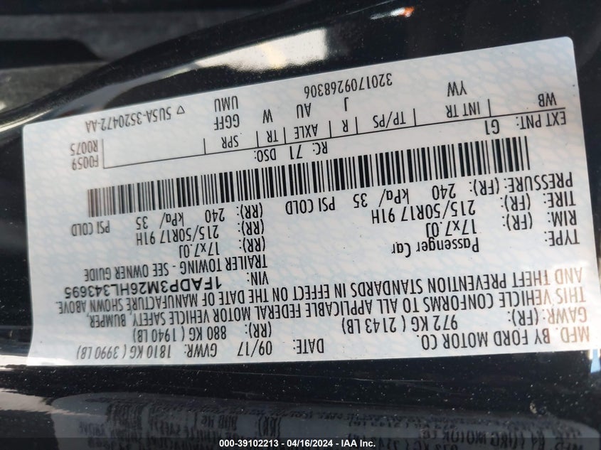 VIN 1FADP3M26HL343695 2017 FORD FOCUS SEL
