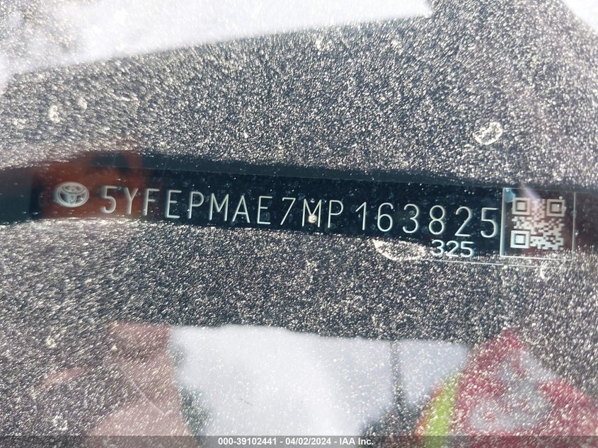 2021 TOYOTA COROLLA(VIN: 5YFEPMAE7MP163825