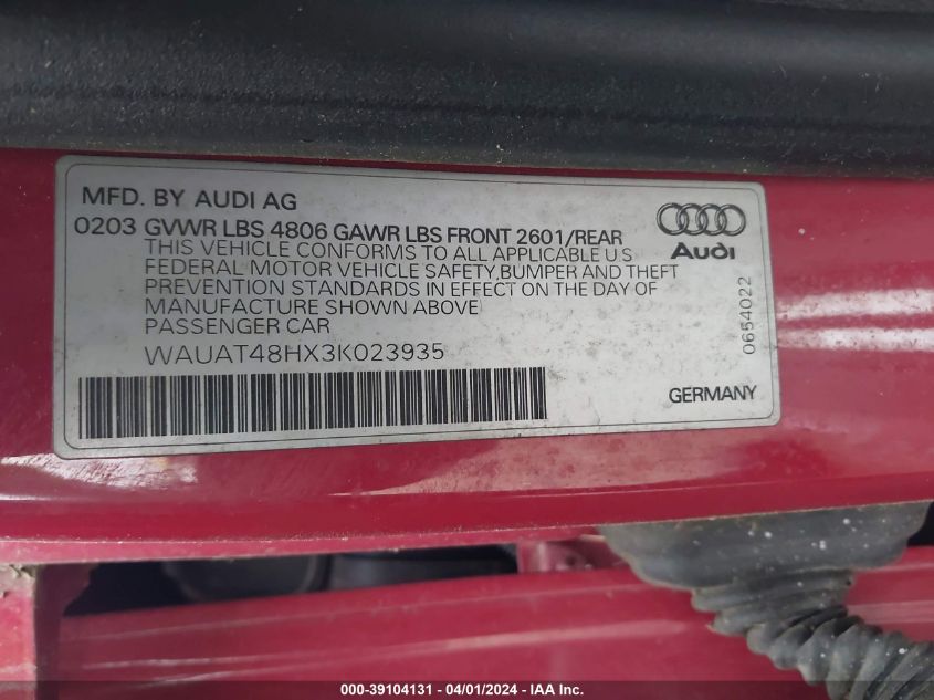 WAUAT48HX3K023935 2003 Audi A4 3.0