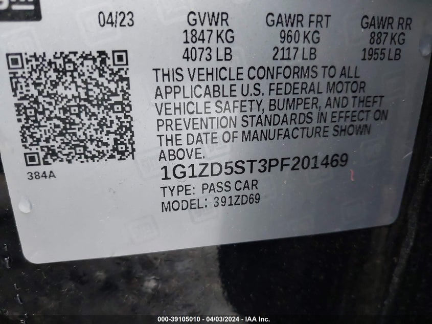 2023 CHEVROLET MALIBU FWD 1LT - 1G1ZD5ST3PF201469