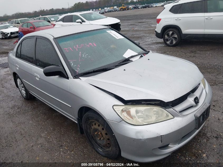 2HGES16535H508945 | 2005 HONDA CIVIC