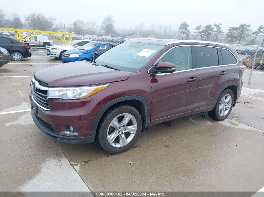 2015 Toyota Highlander Limited Platinum V6 VIN: 5TDDKRFHXFS172135 Lot: 39109162