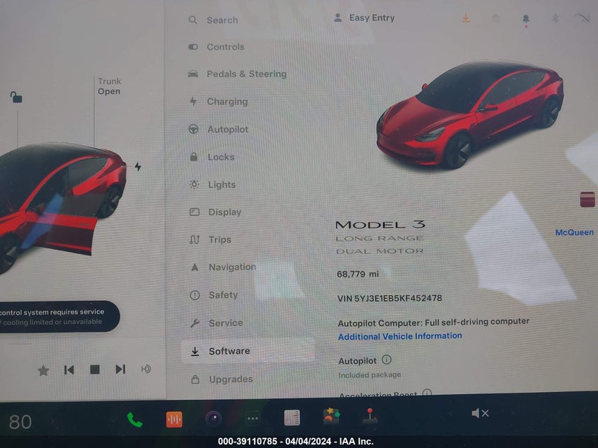 VIN 5YJ3E1EB5KF452478 2019 TESLA MODEL 3 LONG RANGE/PERFORMANCE