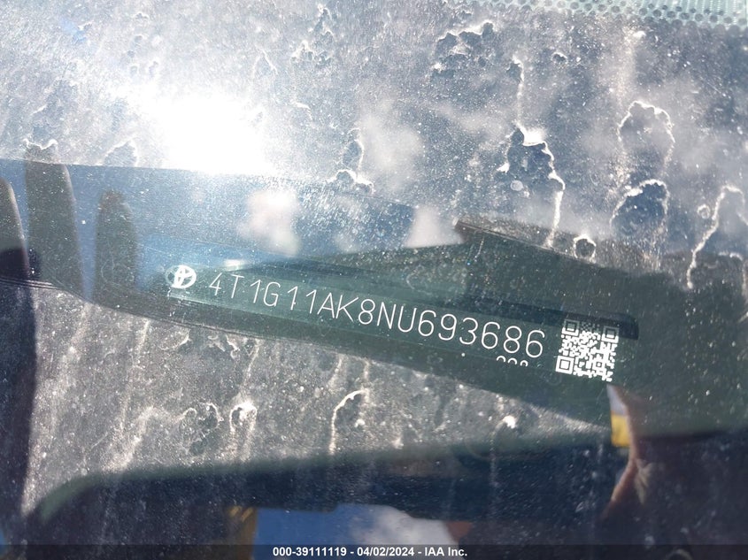 2022 TOYOTA CAMRY SE/SE NIGHT SHADE - 4T1G11AK8NU693686