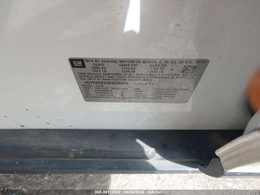 2013 CADILLAC SRX LUXURY COLLECTION - 3GYFNCE34DS648479