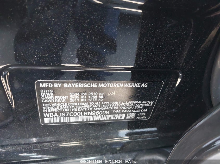 2020 BMW M550I XDRIVE - WBAJS7C00LBN96008