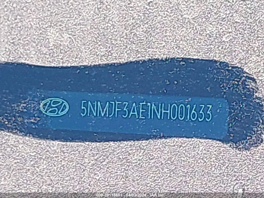 VIN 5NMJF3AE1NH001633 2022 HYUNDAI TUCSON SEL