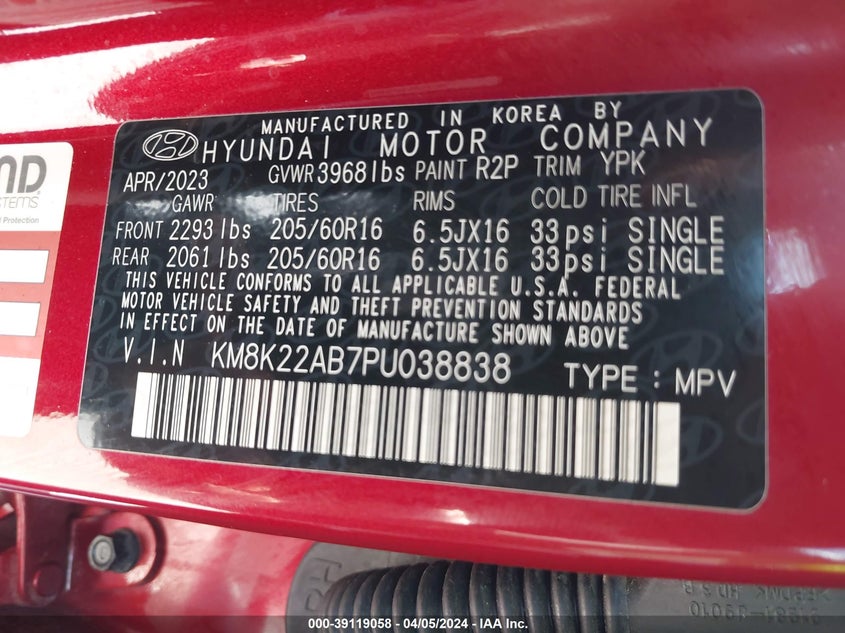 2023 HYUNDAI KONA SE - KM8K22AB7PU038838