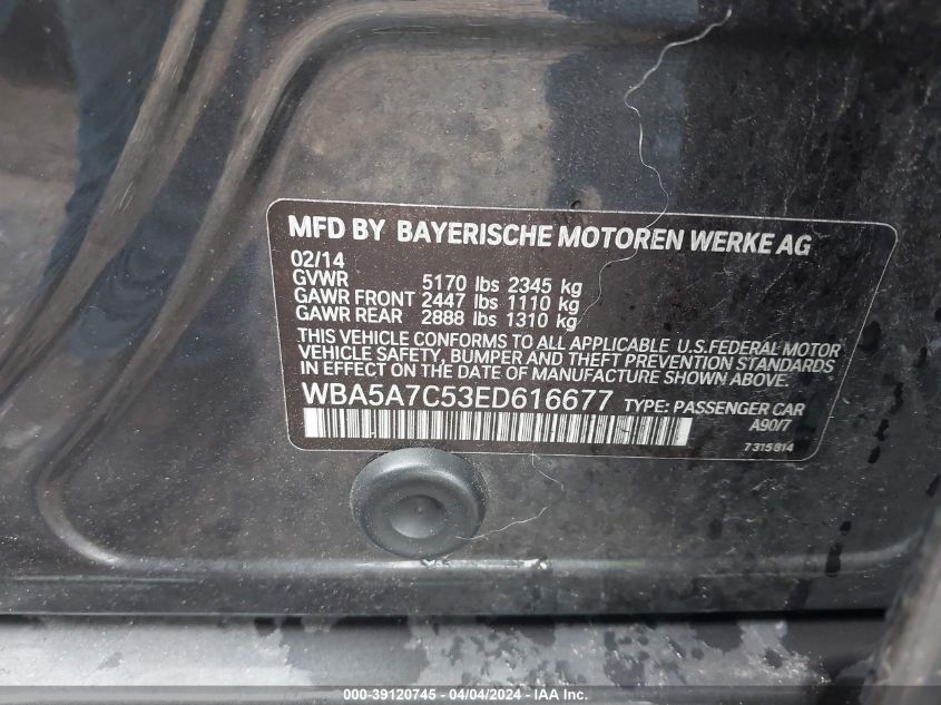 WBA5A7C53ED616677 2014 BMW 528I xDrive