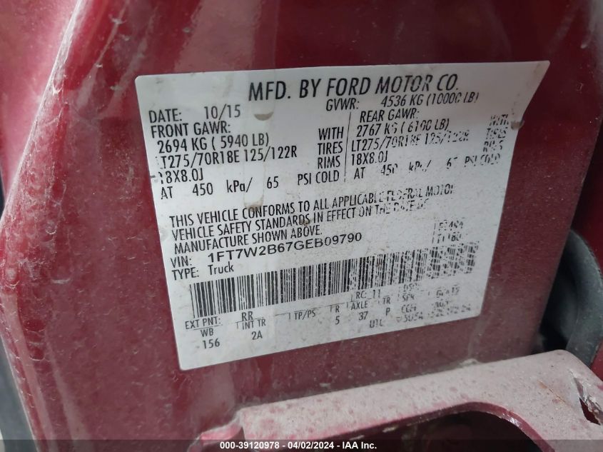 1FT7W2B67GEB09790 | 2016 FORD F-250