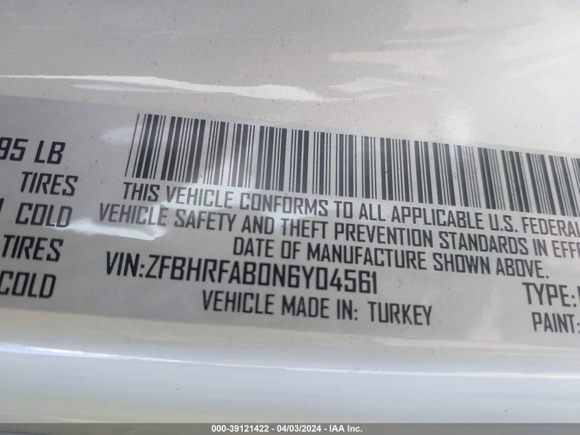 2022 RAM PROMASTER CITY CARGO VAN - ZFBHRFAB0N6Y04561