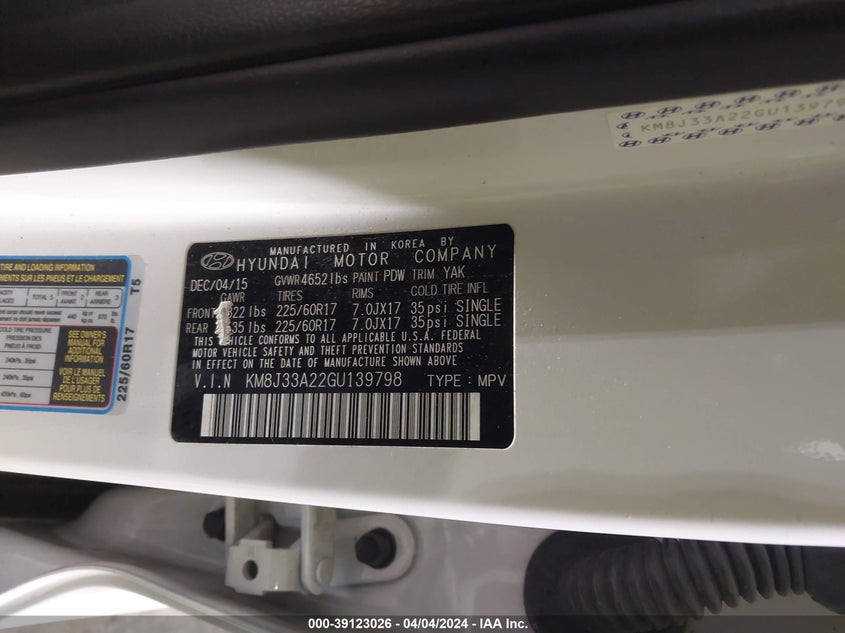 2016 HYUNDAI TUCSON ECO - KM8J33A22GU139798