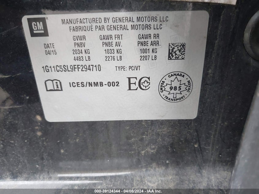 2015 CHEVROLET MALIBU 1LT - 1G11C5SL9FF294710