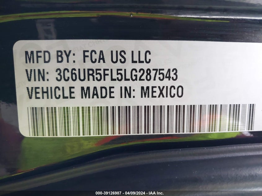 2020 RAM 2500 LARAMIE  4X4 6'4 BOX - 3C6UR5FL5LG287543