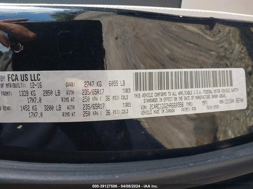 2017 CHRYSLER PACIFICA TOURING - 2C4RC1DG2HR660358