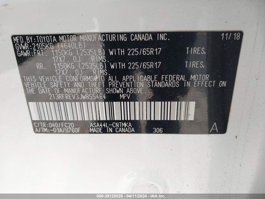 2018 TOYOTA RAV4 ADVENTURE/XLE - 2T3RFREV3JW855464