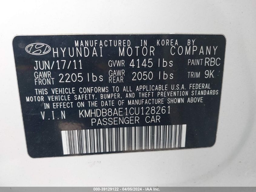 KMHDB8AE1CU128261 | 2012 HYUNDAI ELANTRA TOURING