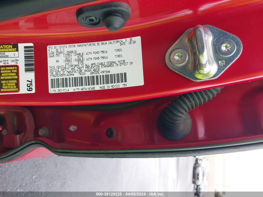 2021 TOYOTA TACOMA DOUBLE CAB/SR5/TRD SPORT/TRD OFF ROAD - 3TMAZ5CN5MM142944