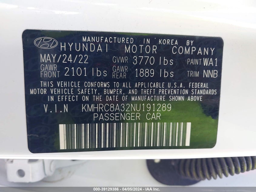2022 HYUNDAI VENUE LIMITED - KMHRC8A32NU191289