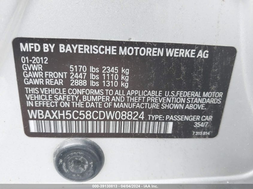 WBAXH5C58CDW08824 | 2012 BMW 528I