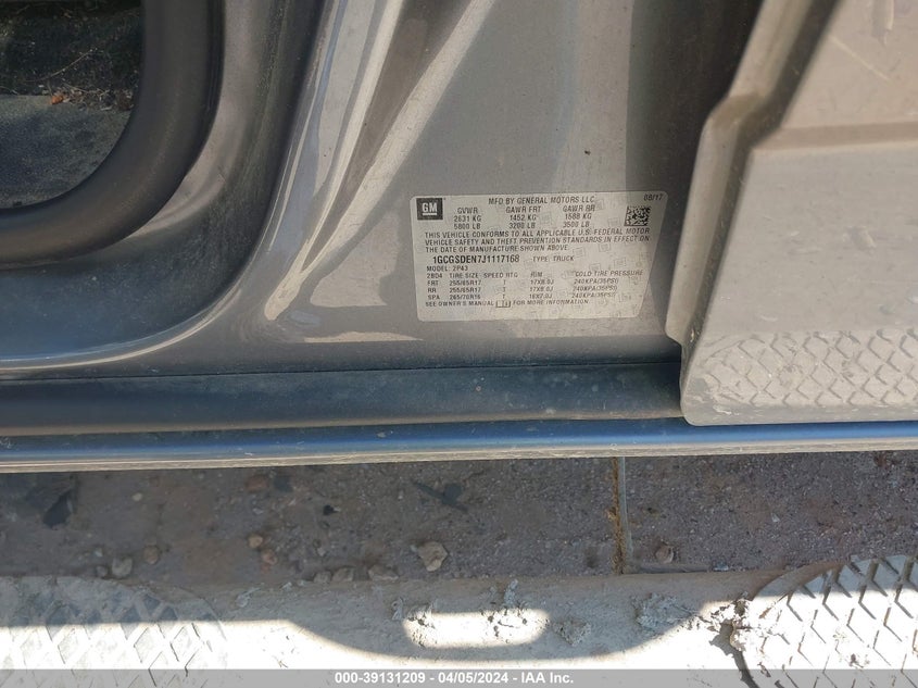 2018 CHEVROLET COLORADO Z71 - 1GCGSDEN7J1117168