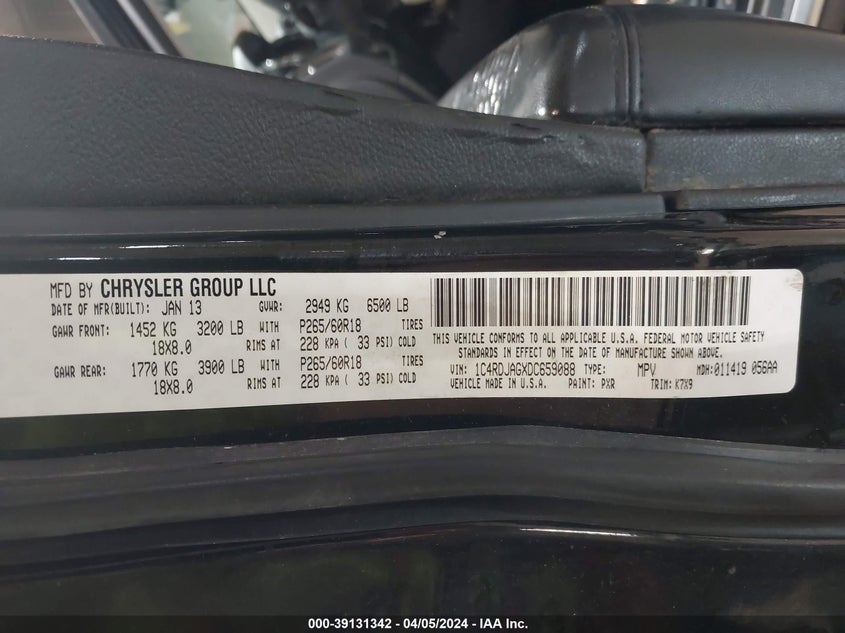 2013 DODGE DURANGO SXT - 1C4RDJAGXDC659088