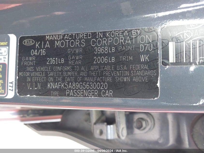 2016 KIA FORTE LX - KNAFK5A89G5630020