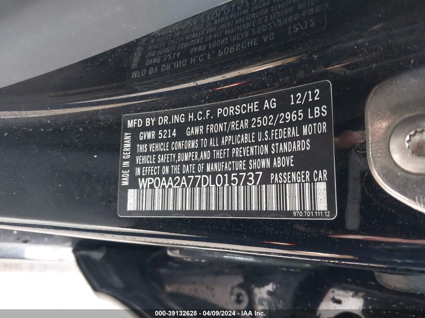 2013 PORSCHE PANAMERA 2/4 - WP0AA2A77DL015737