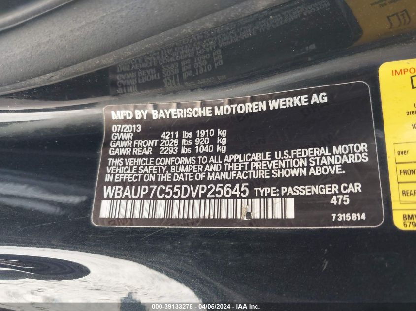 WBAUP7C55DVP25645 | 2013 BMW 128I