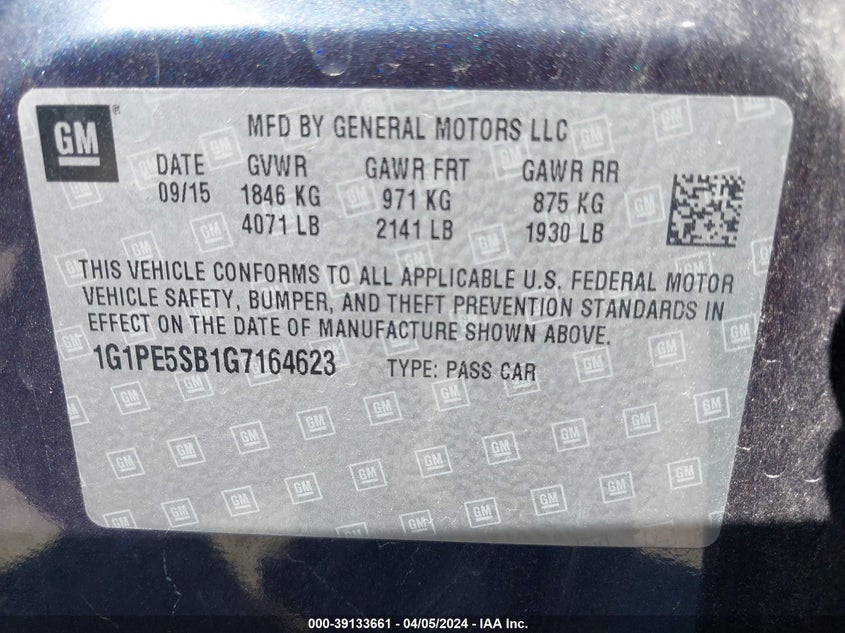 2016 CHEVROLET CRUZE LIMITED 1LT AUTO - 1G1PE5SB1G7164623