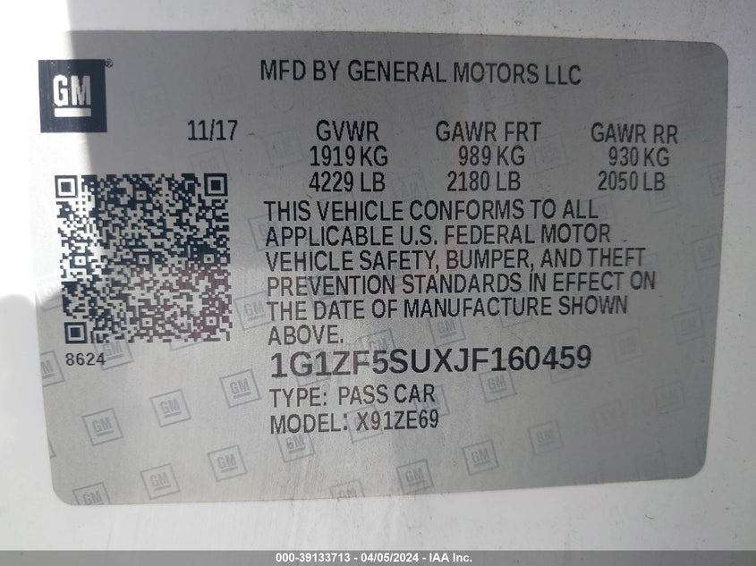 2018 CHEVROLET MALIBU HYBRID - 1G1ZF5SUXJF160459