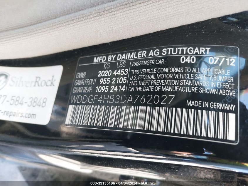 WDDGF4HB3DA762027 | 2013 MERCEDES-BENZ C 250