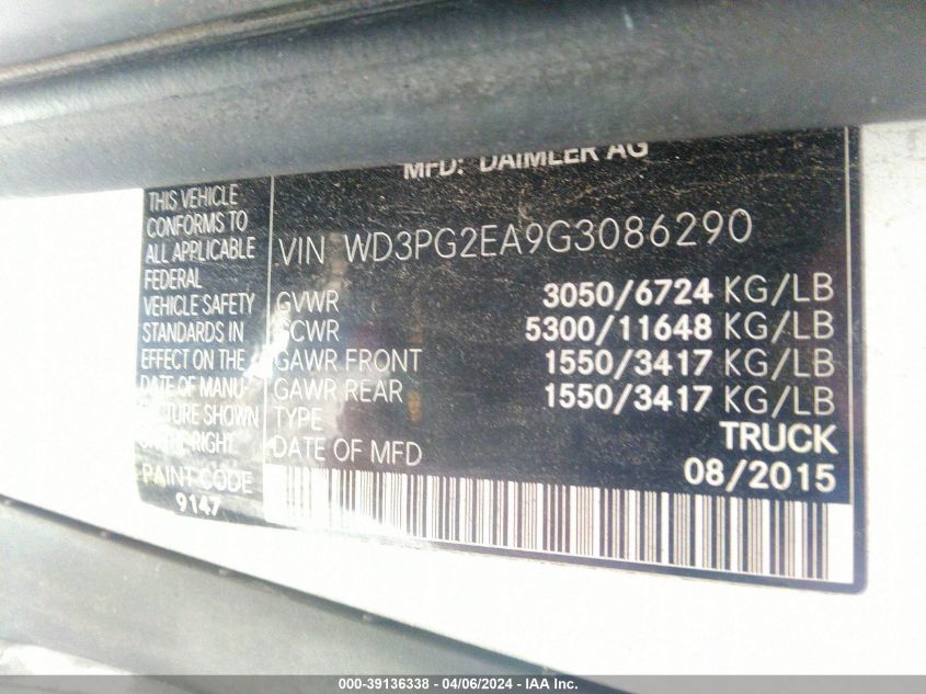 2016 MERCEDES-BENZ METRIS - WD3PG2EA9G3086290